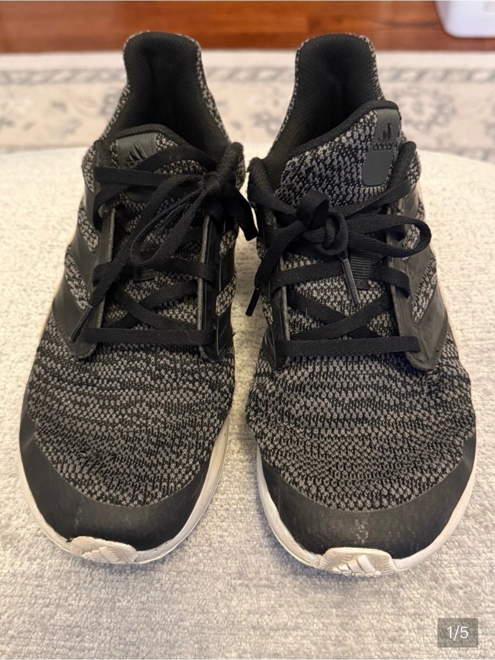 adidas Energy Cloud Black Gray Knit Cloudfoam Running Shoes Boys 5.5